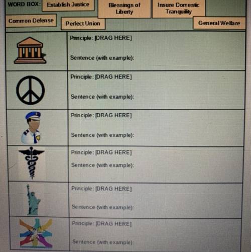 “For each box of the 6 principles, identify which image matches the principle” help please!