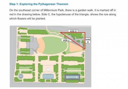 (A.)Calculate the area of the red triangle to find the area of the garden. Show your work.

(B.)Mi