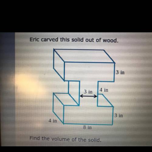 Eric carved this solid out of wood.
Find the volume of the solid