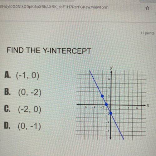 A. (-1,0)
B. (0, -2)
C. (-2, 0)
D. (0, -1)