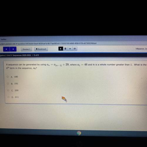 A sequence can be generated by using an = a(n-1) + 29, where a1 = 46 and n is a whole number greate