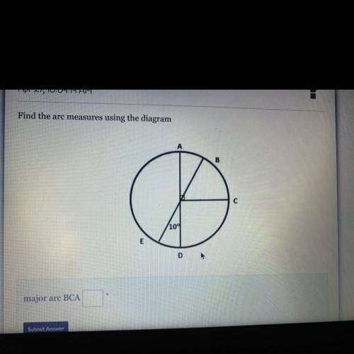 Find the Arc measures using the diagram