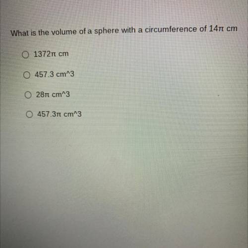 What is the volume of a sphere with a circumference of 141 cm

I really need help
Please !!