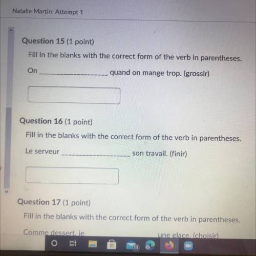Please help me with these two French questions