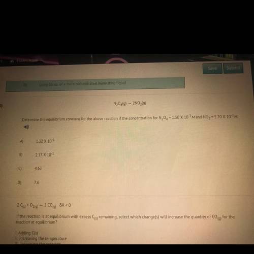 Determine the equilibrium constant for the above reaction if the concentration for N20 = 150 X 10-2