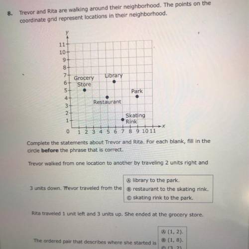 Trevor and Rita are walking around their neighborhood. The points on the coordinate grid represent