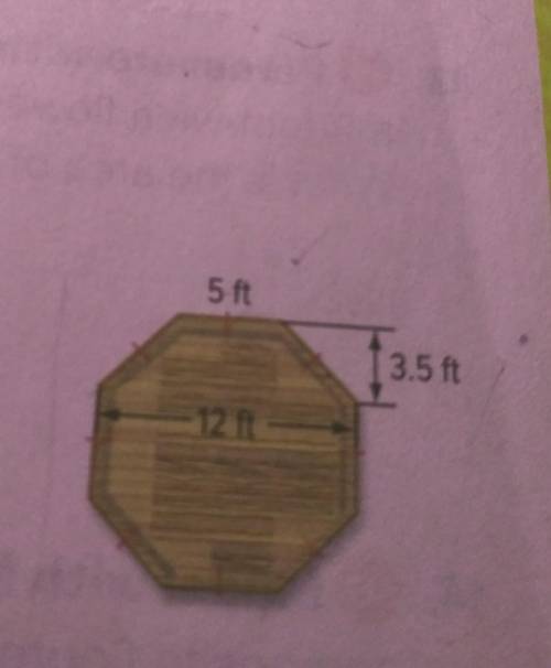 Daniel is constructing a deck like the one shown. What is the area oc the deck?​