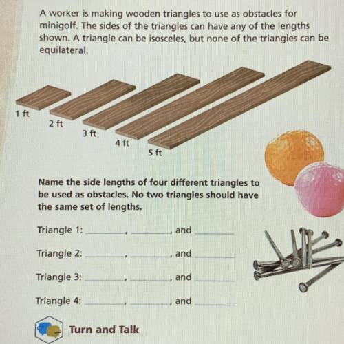 A worker is making wooden triangles to use as obstacles for mini golf. The triangles can have any o