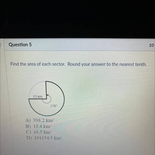 Find the area of each sector. Round your answer to the nearest tenth