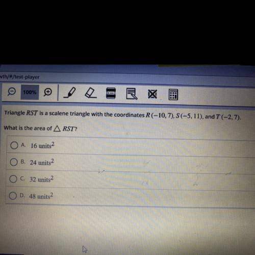 Triangle RST is a scalene triangle with the coordinates R (-10,7), 5(-5,11), and T (-2,7).

What i