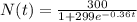 N(t)=\frac{300}{1+299e^{-0.36t} }