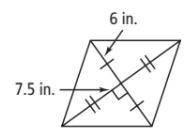 Find the area of the figure. The lengths given are for one side of the diagonal.

PLS HELP FAST!