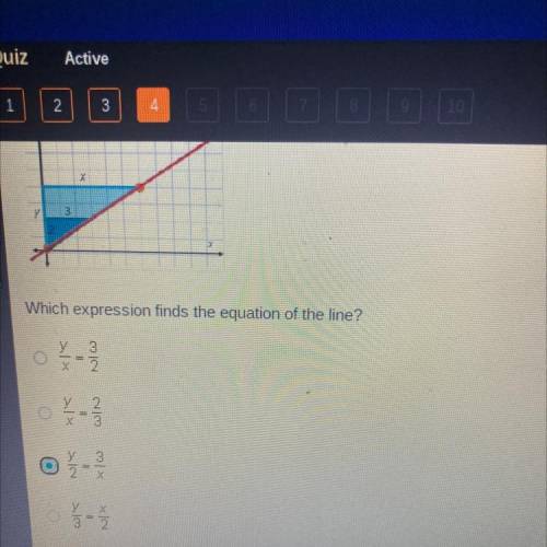 The graph shows a line and two similar triangles which expression finds the equation of the line?