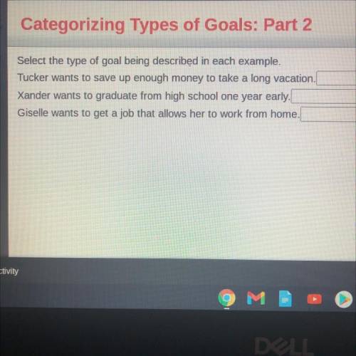 Select the type of goal being described in each example