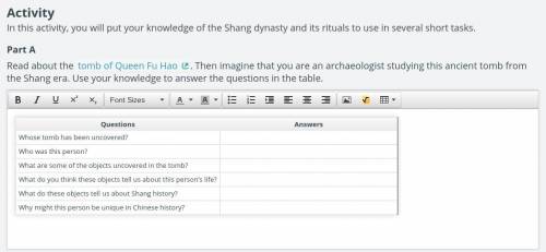 Activity

In this activity, you will put your knowledge of the Shang dynasty and its rituals to u