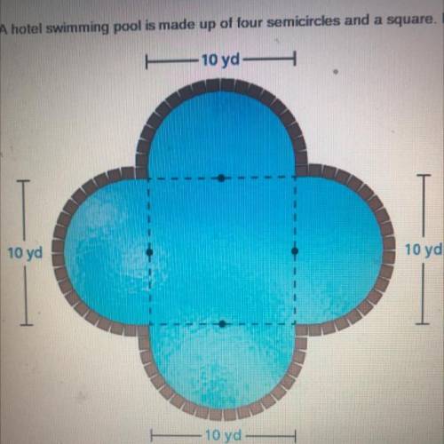 Hotel swimming pool is made up of four semicircles and a square find the perimeter of the swimming