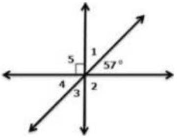 Use the image to answer the question.

Which angle(s) is (are) complimentary to the 57ᵒ angle?
Sel