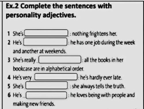 Complete the sentences with personality adjectives.Please help!​