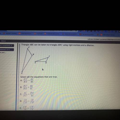 Total problems completed: 0

Triangle ABC can be taken to triangle A'B'C' using rigid motions and