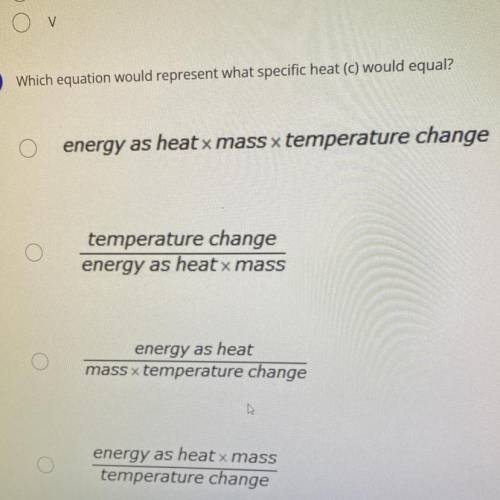 Which equation would represent what specific heat(c) would equal?