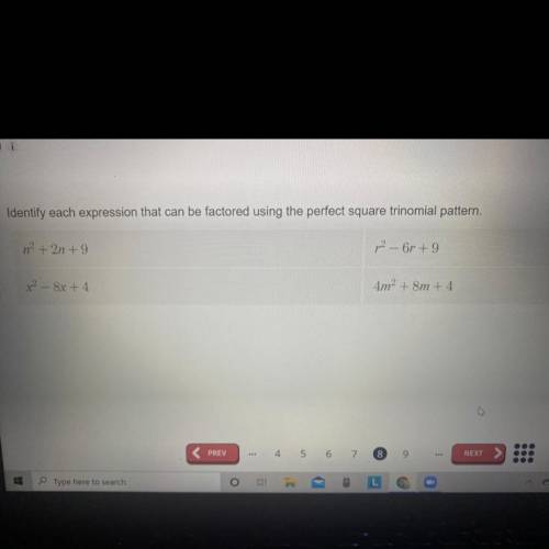 Identify each expression that can be factored using the perfect square trinomial pattern.