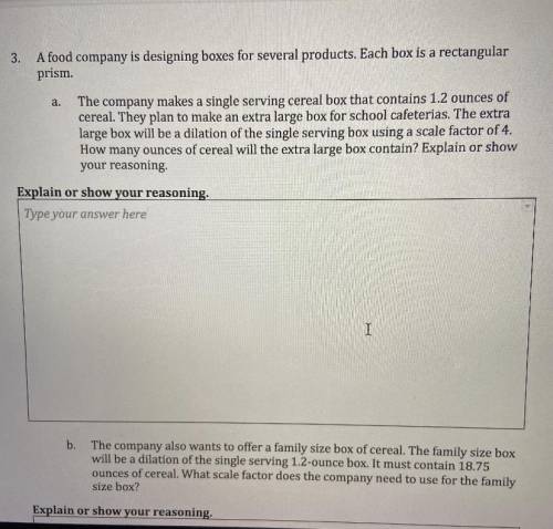 Please help!!!

A food company is designing boxes for several products. Each box is rectangular pr