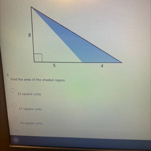 I really should’ve payed attention in 10th grade huh?

A. 32 square units
B. 17 square units 
C. 1