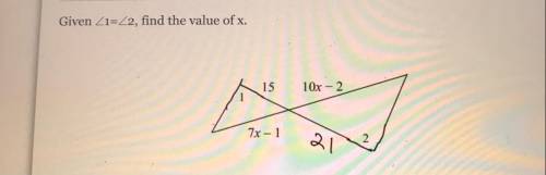 Find the value of x for the following triangle