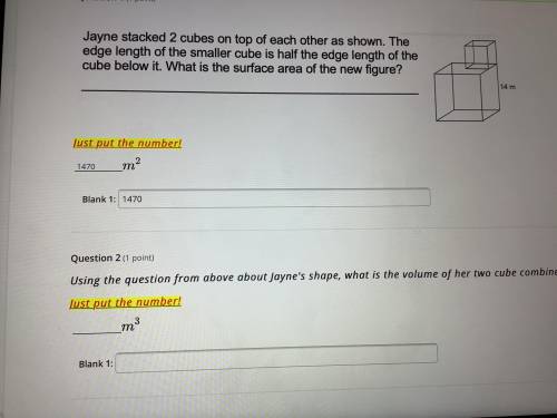 Using the question from above Jenny shape what is the volume of her two cubes combined