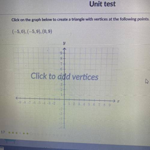Click on the graph below to create a triangle with vertices at the following points (-5,0) (-5,9) (