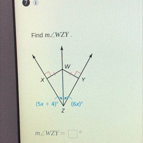 Find mZWZY.
(5x + 4)
(6x)