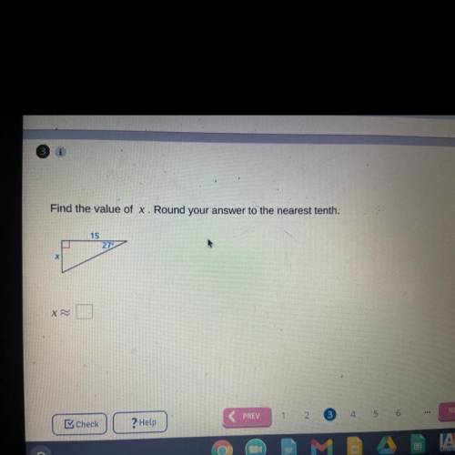 Find the value of x. Round your answer to the nearest tenth.
15
27