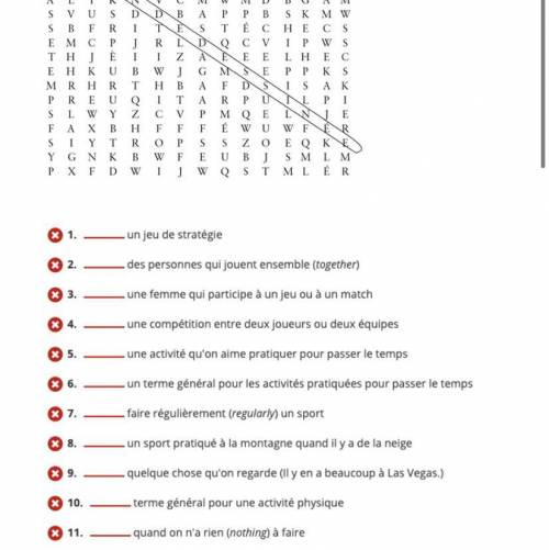 Cherchez
For each definition, find the vocabulary word it corresponds to in the grid