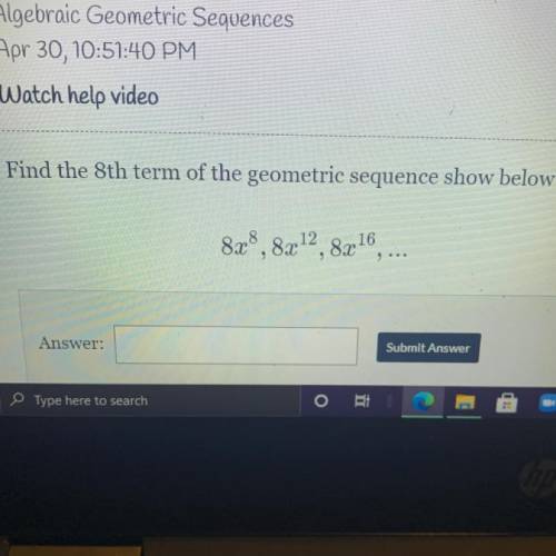 Find the 8th term of the geometric sequence show below