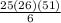 \frac{25(26)(51)}{6}