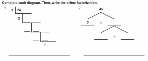 Complete each diagram. Then, write the prime factorization.Complete each diagram. Then, write the p