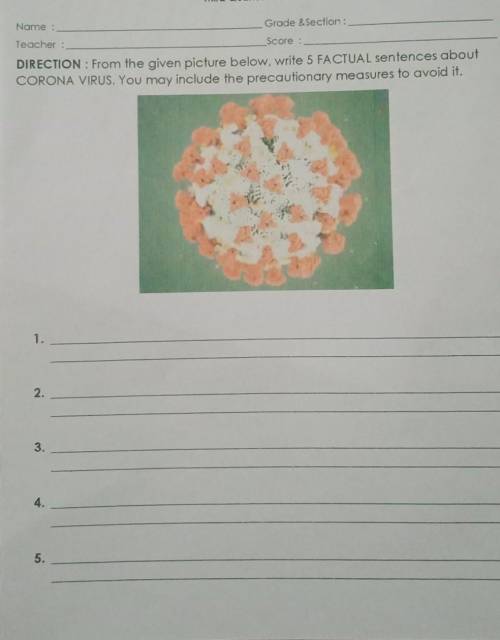 Write 5 factual sentences about corona virus pls answer bukas ko nato ipapasa

​