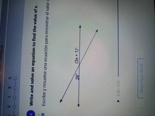 Write and solve an equation to find the value of x can someone please help me serious answers only