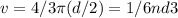 v= 4/3 \pi (d/2) = 1/6nd3