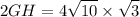 \displaystyle   2 GH  =  4 \sqrt{10}  \times  \sqrt{3}