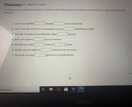 You have a very busy schedule. Complete the statements using à and a definite article. Remember to