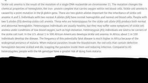 No links pls

Scientists have concluded that the AS genotype as an adaptation for survival in Afri