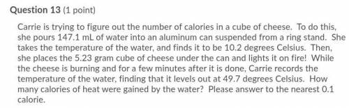 How many calories of heat were gained by the water?