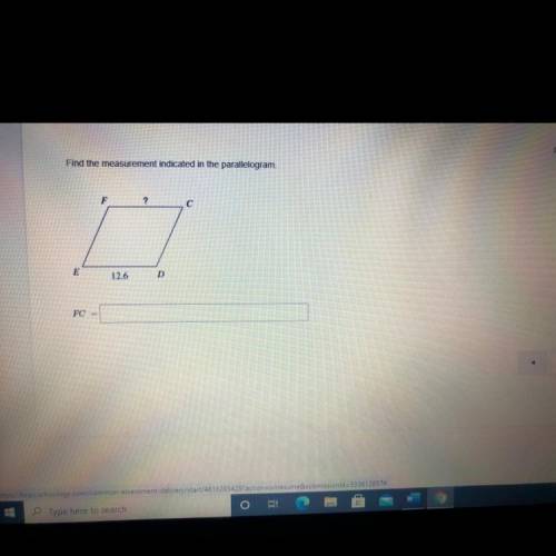 Find the measurement indicated in the parallelogram.