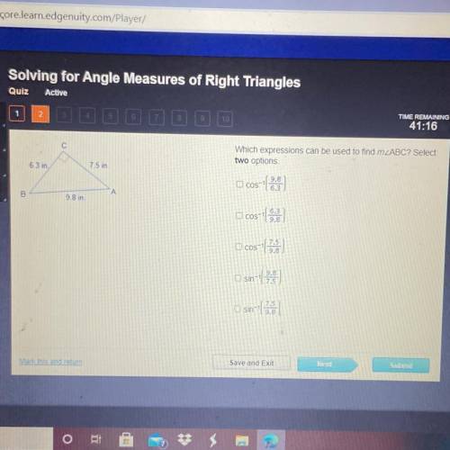 Which expressions can be used to find m<2ABC? Select
two options