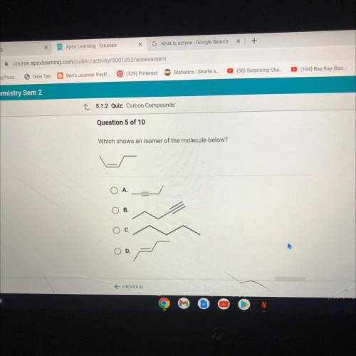 Which shows an isomer of the molecule below?