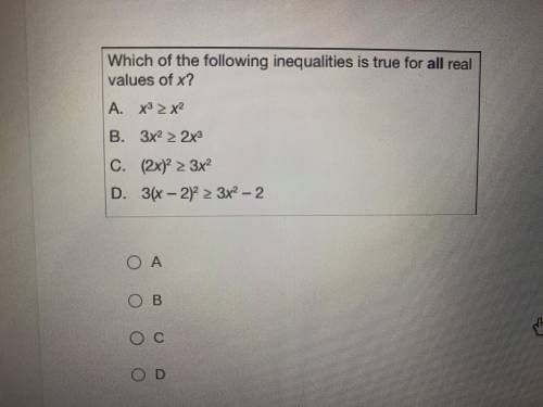 Which of the following inequalities is true for all real values of x?