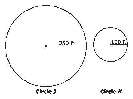 Circle J and circle K are shown below.

23680What is the approximate difference in the circumferen