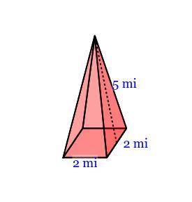 Find the surface area of a square pyramid with side length 2 mi and slant height 5 mi.
