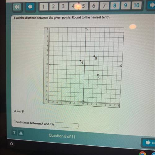 Find the distance between the given points. Round to the nearest tenth.

Print
8
ly
G
sl
4
3
2
ТВ